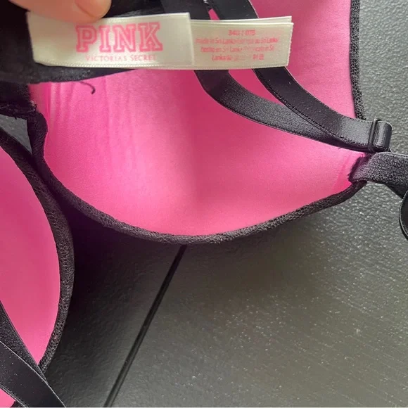 Victoria’s Secret PINK Wear Everywear Push Up Lace Animal Print Black Bra 34D - Picture 7 of 9